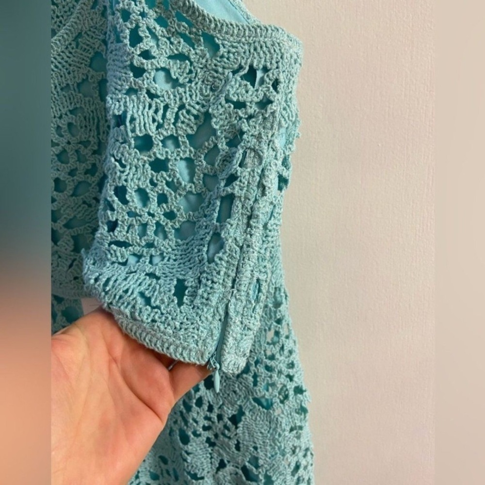 House of Harlow 1960 Sky green Crochet maxi skirt set Medium NWT - Picture 4 of 10